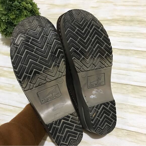 Dansko Brown Leather Suede Tweed Woven‎ Blanket Colorful Comfort Clogs Shoes 40 - Picture 5 of 5